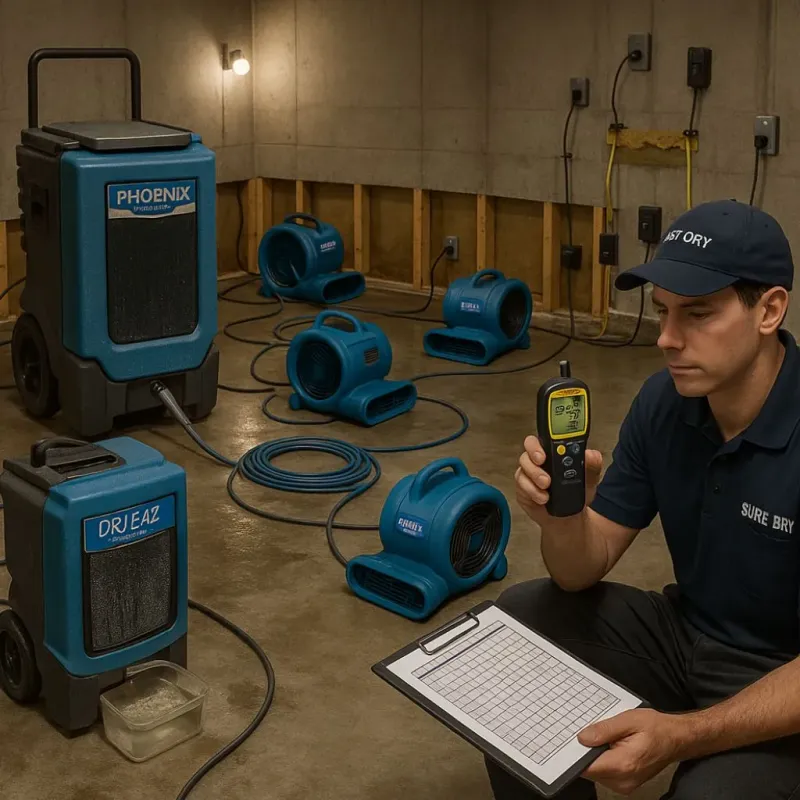 Structural Drying and Dehumidification process in Ferrum, VA